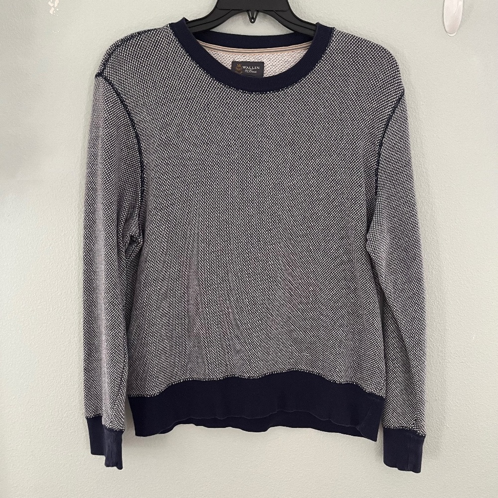 Mens Wallin & Bros Blue and White Knit Sweater Top